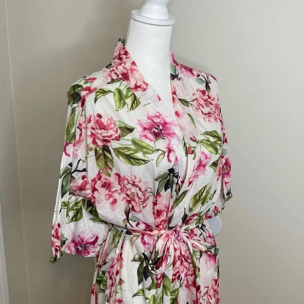 Show Me Your Mumu Pink Cream Pink Floral Robe Kimono Duster Garden of Bl… - Picture 9 of 14